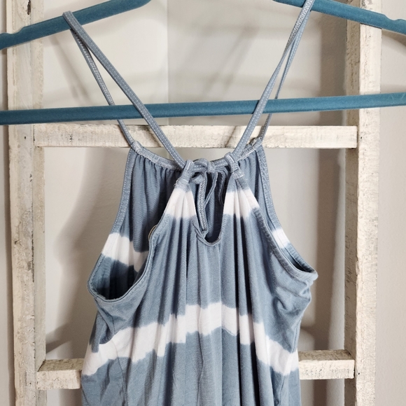 Tucker + Tate girls size XL 14/16 blue white ruffle tiered keyhole halter dress - Picture 5 of 5